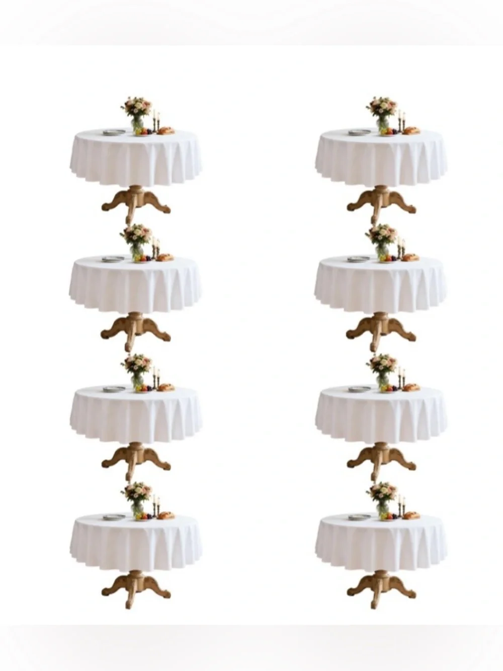 Classic Tablecloth 70” Round WASHABLE REUSABLE EASY-CARE (8-pack) WHITE
